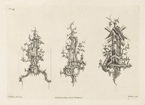 Trois designs pour appliques murales dans le goût chinois, planche 48 dans Cent cinquante nouveaux designs - Thomas Johnson
